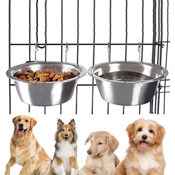 Pet Enjoy Stainless Steel Hanging Pet Bowls for Small Medium Large Dogs and Cats Collection- Cage, Kennel,Dog Pet Crate Feeder Dish with Hook for Food and Water