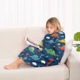 thumbnail image 4 of DarkBlue Dinosaurs Stars Hearts Blanket Hoodies for Kids 6-13YR Oversize Wearable Blanket Hoodies for Boys Girls Teens, 4 of 7