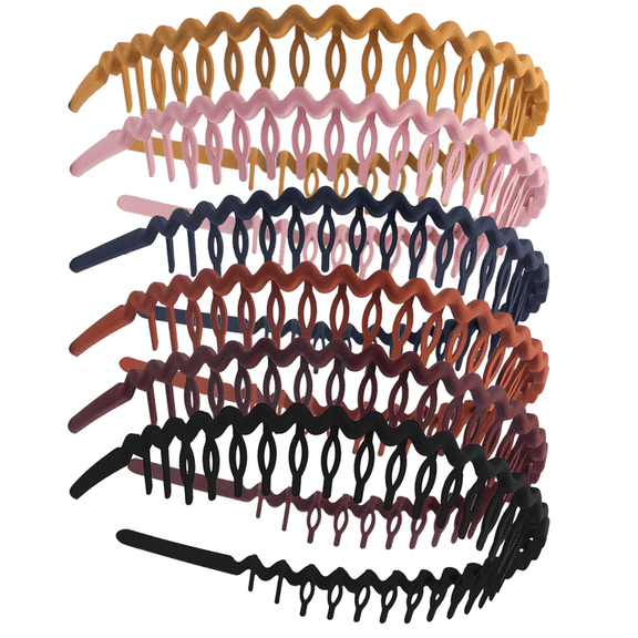 6Pcs Plastic Teeth Headbands, Wavy Headbands with combs Non-slip Thin Hair bands for Women Girls Hair