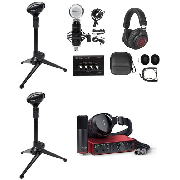 Recording Bundle w/ Scarlett 2i2 Studio 4th Gen Interface Mics Headphones Stands