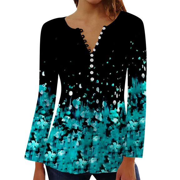 LIJCC Women'S Pleated Round Neck Button Open Short Sleeve Loose Long Sleeve Shirt Top Women'S Casual Pleated Round Neck Button Open Front Short Sleeved Loose Long Sleeved Shirt Top