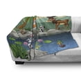 thumbnail image 3 of Cartoon Soft Flannel Fleece Throw Blanket, Funny Mascots Animals by the Lake Moose Fox Squirrel Raccoon Kids Nursery Theme, Cozy Plush for Indoor and Outdoor Use, 50" x 60", Multicolor, by Ambesonne, 3 of 6