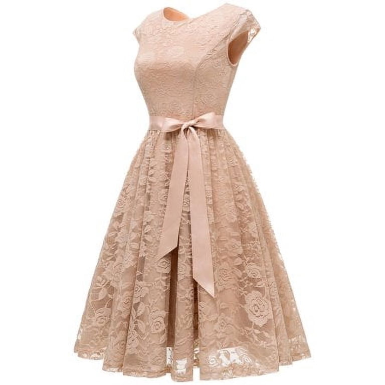 Market In The Box Women's Lace Dress Vintage Style Midi Dress Cap Sleeve  Swing Dress Scoop Bridesmaid Dress Party Cocktail Dresses Homecoming Dress  - Walmart.com