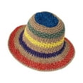 thumbnail image 2 of Women Sun Straw Handmade Rainbow Striped Crochet Beach BOHO Bucket Hat, 2 of 8