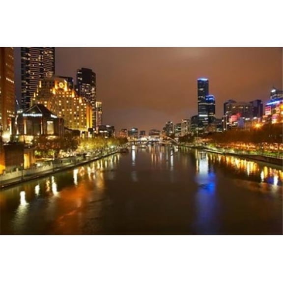 Australia Victoria Melbourne Yarra River City Skyline Poster Print by David Wall - 26 x 17 in.