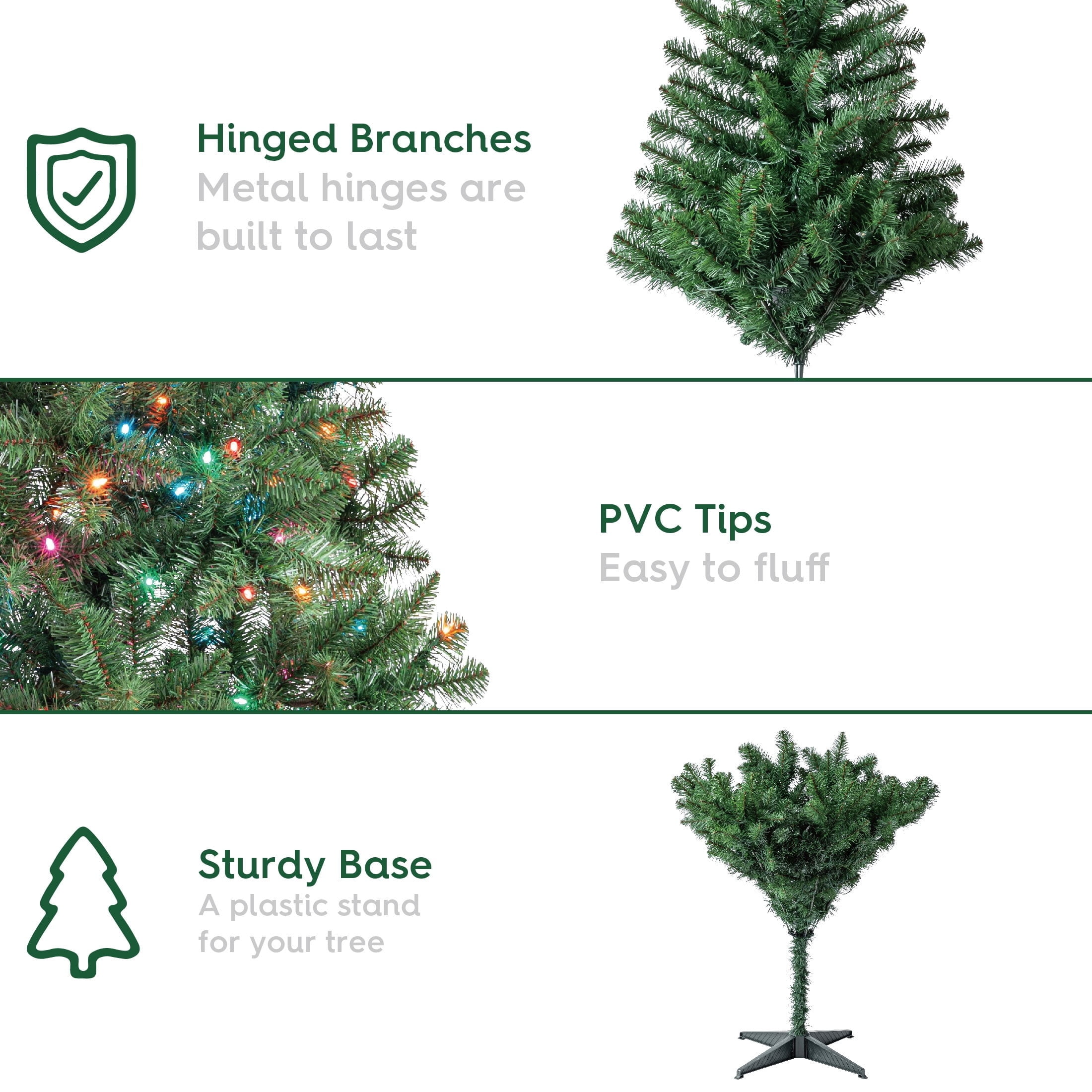 6.5' Pre-Lit Madison Pine Green Artificial Christmas Tree with Color-Changing LED Lights and Stand, by Holiday Time