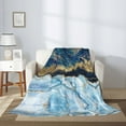 thumbnail image 2 of Throw Blanket for Couch Sofa and Bed, Blue Marble Gold Foil Glitter Decor Super Soft Plush Throw Blanket, Fuzzy Cuteness Comfy Warm Washable Flannel Blanket & Throws for All Season, 2 of 5