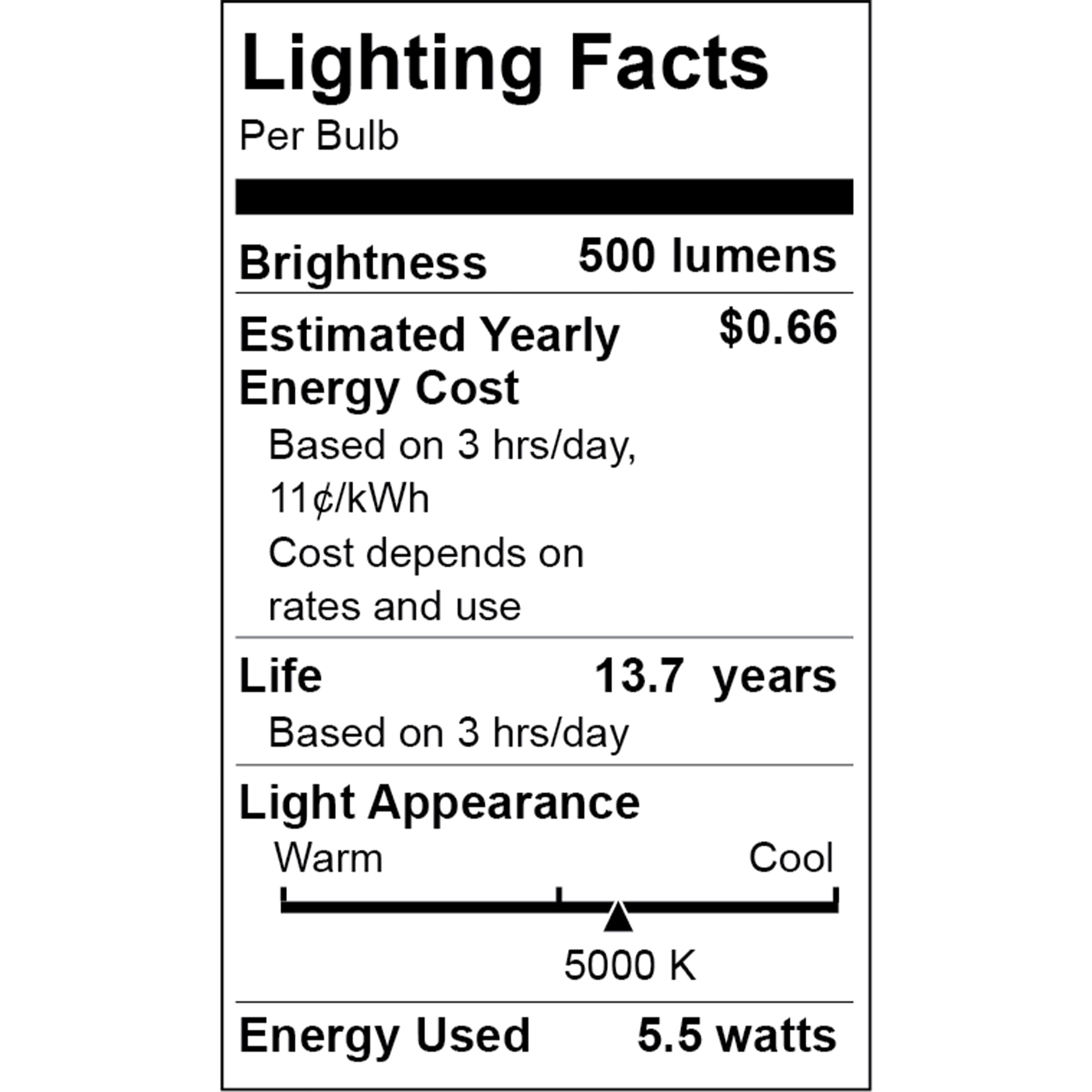(2 pack) Great Value LED Light Bulb, 5.5W (60W Equivalent) B10 Deco Lamp E26 Medium Base, Dimmable, Daylight, 4-Pack