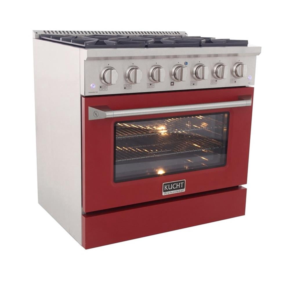 Pemberly Row 36" 5.2 cu. ft Dual Fuel Range Propane Gas Sealed Burners in Red