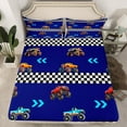 thumbnail image 2 of Homewish Boys Girls Geometric Plaid Twin Sheet Sets 3pcs,Cartoon Truck Twin Fitted Sheet Microfiber,Construction Vehicles Breathable Flat Sheet,Lightweight Room Decor, 2 of 7