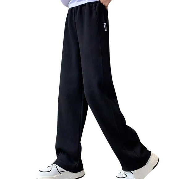 JLMSPLWG Pantalon de Survêtement en Denim Pantalon Blanc pour Filles Pantalon de Patinage Artistique Vêtements pour Filles de 13 Ans Vêtements pour Filles de 7 Ans, Noir 5-6 Ans