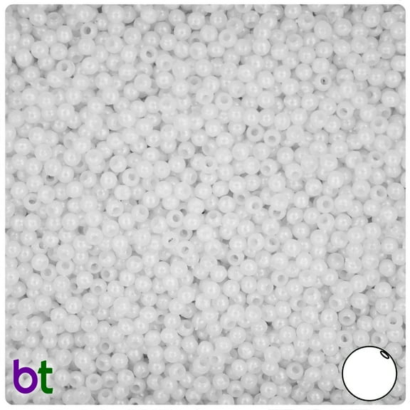 BeadTin White Pearl 3mm Round Plastic Beads (1oz)
