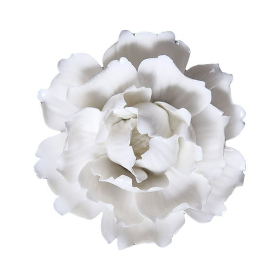 ZSBCMY Handmade White Ceramic Flower Wall Decoration, Elegant Indoor Outdoor Decor for Living Room, Bedroom, Kitchen, Easy to Hang, Great Gift Idea