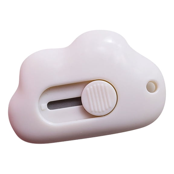 Cloud-Shaped Mini Utility Knife, 0.4-Inch Retractable Carbon Steel Blade, Portable Pocket Paper Cutter for DIY Arts and Crafts A#002 White