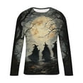 thumbnail image 5 of YOIAVAIOY Mens Halloween Pumpkin Shirts Cute Ghost Graphic Tee Shirt Crew Neck Long Sleeve Fall Tops Loose Fit Casual Blouse Tees Black M, 5 of 5