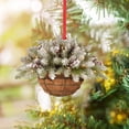 thumbnail image 2 of JeashCHAT Christmas Decorations Indoor Christmas Ornaments Flower Basket Creative Pendant Household Christmas Tree Decorations Wooden Wooden Pendant 8cm, 2 of 6