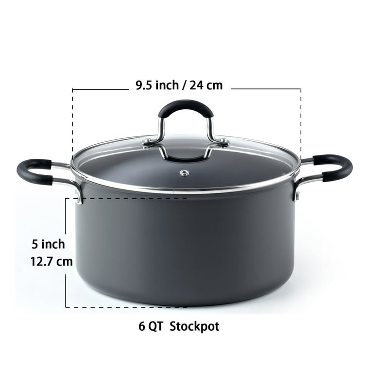 Cast Iron Pot with Lid – Non-Stick Ovenproof Enamelled Casserole Pot, Oven  Safe up to 500° F – Sturdy Dutch Oven Cookware – Black, 5-Quart, 24cm – by