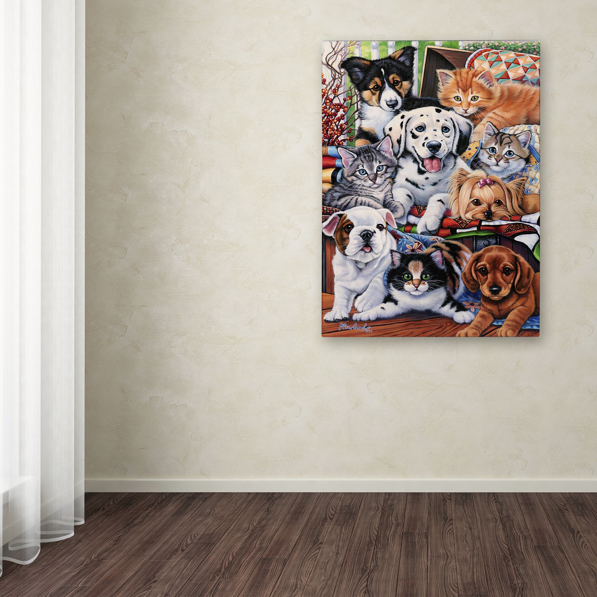 Trademark Fine Art 'Country Pups and Kittens II' Canvas Art by Jenny Newland