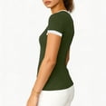 thumbnail image 5 of PFRNLF Womens V Neck T Shirts Summer Stretchy Fitted Short Sleeve Ribbed Knit Basic Tee Tops, 5 of 7