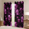 thumbnail image 2 of Homewish Purple Sugar Skull Kitchen Curtains,Spooky Halloween Black Out Curtains Pack of 2 (42x63 Each),Flower Living Room Curtains, 2 of 6