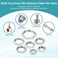 thumbnail image 6 of Uxcell M24x1.5x4mm Hex Nuts, 2Pcs 304 Stainless Steel Metric Fine Thread Hexagon Thin Lock Nuts Fasteners for Machinery Manufacturing, Industrial Use, 26.5mm Width, 6 of 7