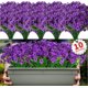 thumbnail image 1 of 10 paquetes de flores artificiales para exterior, resistentes a los rayos UV, para exteriores, porches, ventanas, jardineras colgantes, decoración de jardín (morado oscuro), 1 of 6
