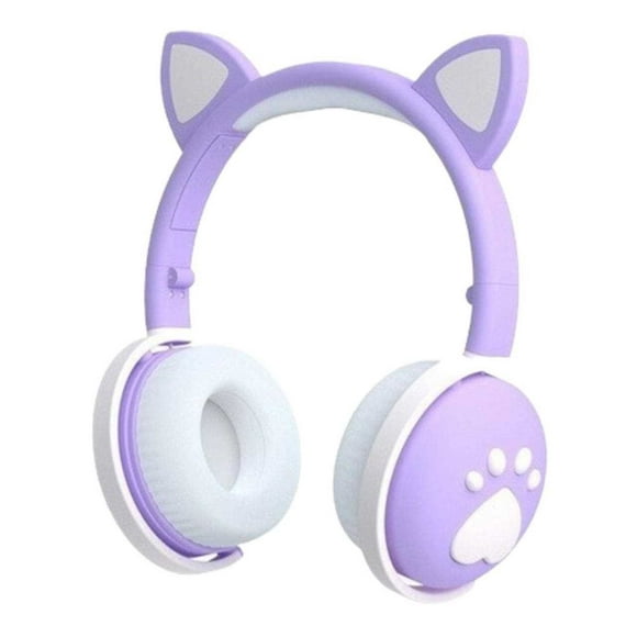 Audífonos de diadema Bluetooth Gadgets and fun orejas de gato con luces LED color lila