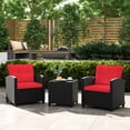 thumbnail image 2 of Kepooman Outdoor Conversation Sets,Patio Furniture Sets,3 Pieces Patio Furniture Set with Tempered Glass Coffee Table-Red, 2 of 10