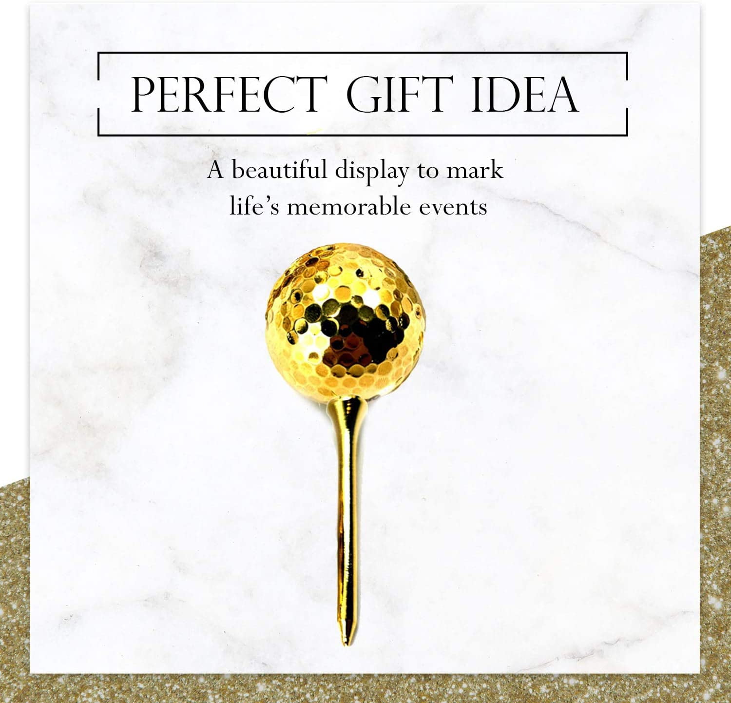 The Forever Rose 24K Golf Real 24K Gold Plated Golf Ball & Tee, Non-Playable Golden Golf Ball for Display