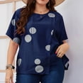 thumbnail image 5 of Plus Size Tops for Women Crewneck Short Sleeve Printed Cotton Linen Shirts Casual Baggy Comfy Summer Blouses Tee, 5 of 6