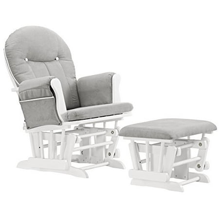 Angel Line Celine Glider And Ottoman, White with Gray