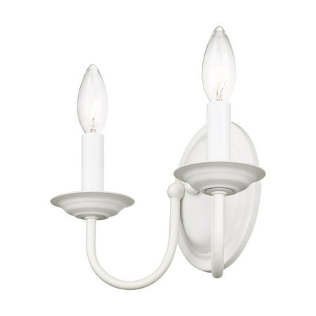 

2 Light Farmhouse Steel Candle Wall Sconce-7 inches H By 9.75 inches W-White Finish Bailey Street Home 218-Bel-1119638