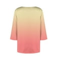 thumbnail image 4 of ShiShine Women's 3/4 Sleeve Shirts Square Neck Tops Gradient Color Dressy Casual Basic Tees T Shirts Blouses, 4 of 5