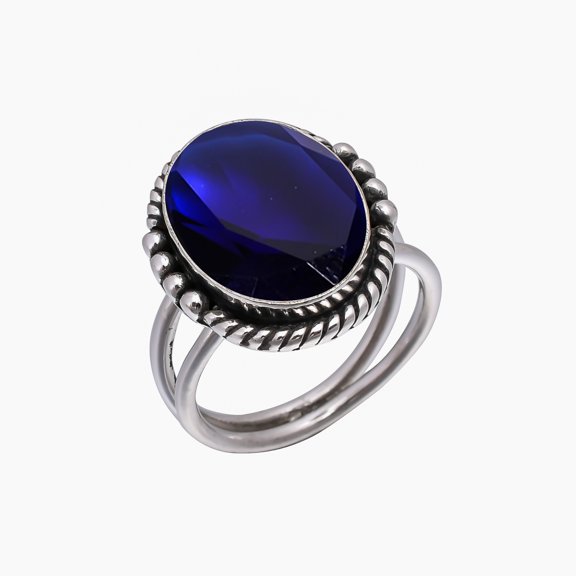 Blue Sapphire 925 Sterling Silver Ring, Adjustable Ring, Silver Jewelry Ring, Blue Ring, Oval Ring, Dainty Ring, Handmade Ring, Gemstone Ring, Gift Fo