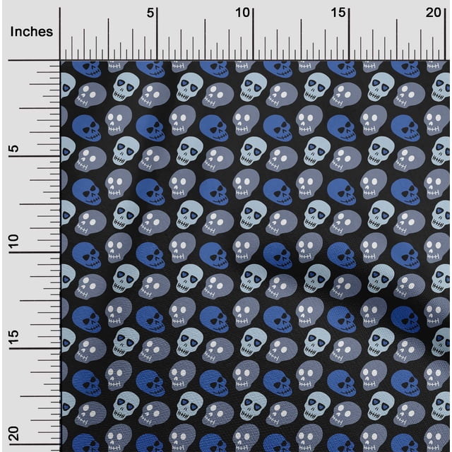 oneOone Polyester Lycra Black Fabric Skull Craft Projects Decor Fabric Printed By The Yard 56 Inch Wide
