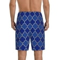 thumbnail image 2 of Balery Blue Gold Grid Lantern Shapes Men's Cotton Knit Pajama Shorts Waistband & Pockets,Short Pajama Pants-Small, 2 of 8
