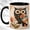 Black, variant on Ornate Owl Coffee Mug, Geometric Bird Mug, Ceramic 11 oz