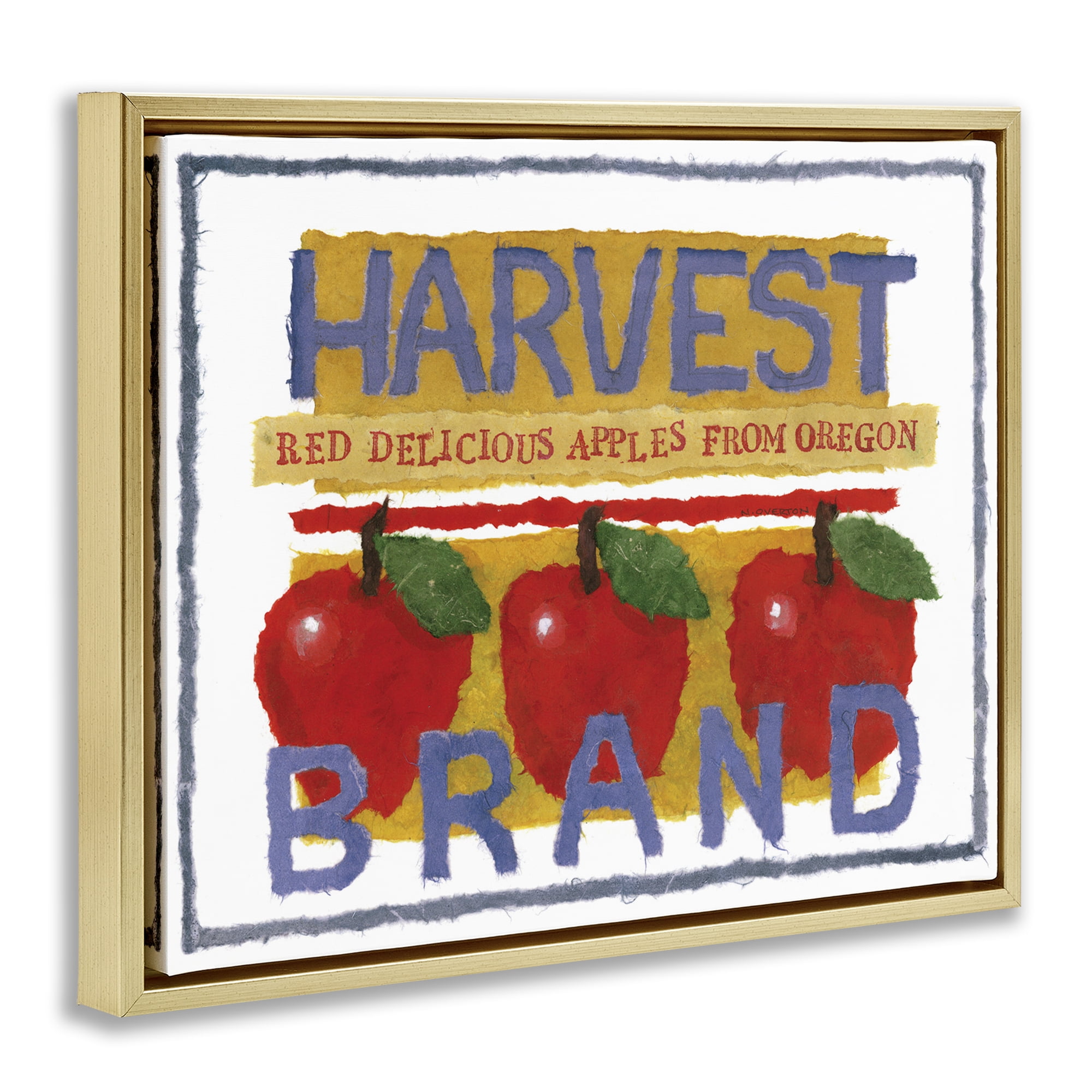 Stupell Industries Oregon Harvest Apples Food & Beverage Painting Gold Floater Framed Art Print Wall Art, 31 x 25