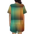 thumbnail image 3 of Lsque Orange To Teal Gradient Women's Short-Sleeved Pajama Set - 2 Piece Soft and Lightweight Sleepwear Set-3X-Large, 3 of 9