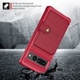 thumbnail image 3 of Cowithday for Google Pixel 7 Pro Wallet Case, RFID Blocking Card Holder Slot Kickstand Magnetic Button Women Men Heavy Duty Shockproof Rugged Back Cover for Google Pixel 7 Pro 5G 6.7" 2022, Red, 3 of 7