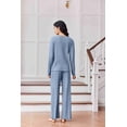 thumbnail image 3 of Ekouaer Lounge Sets for Women Comfy Ribbed Knit Pajamas Fall Long Sleeve Sleepwear 2 Piece Casual Loungewear, 3 of 6