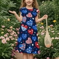thumbnail image 4 of Bovxnpu Summer Girls Dresses, Girls Midi Flowy Casual Dresses With Pocket, Independent Day Girls' Short Sleeve Ruffled Pockets Round-Neck Printed Dress 6 Years, 4 of 5