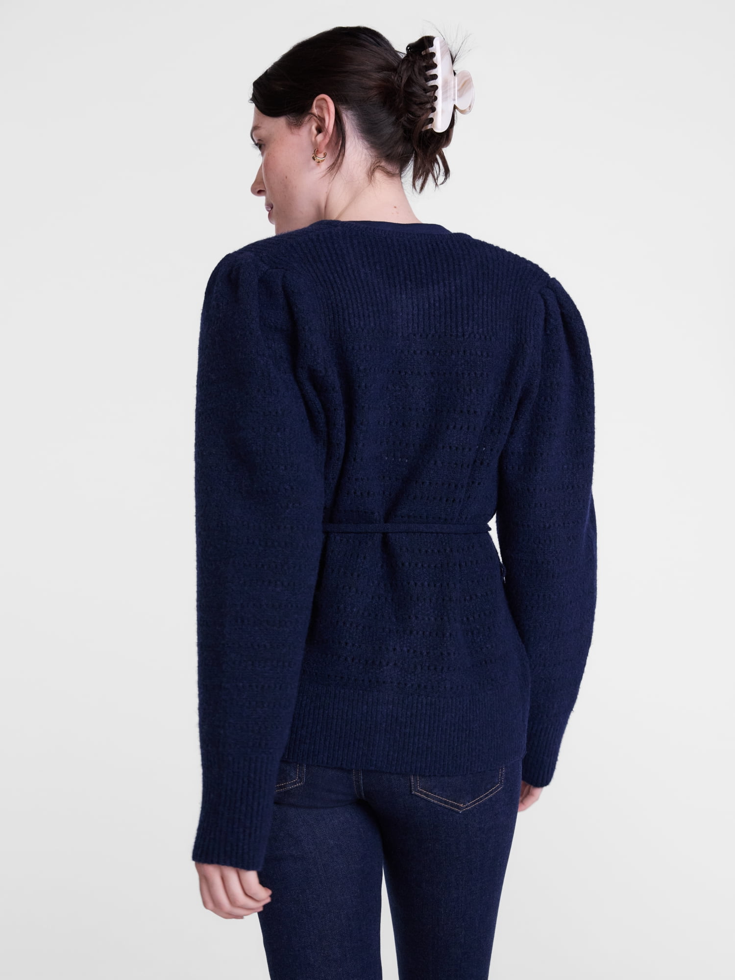 Scenario Women's and Women's Plus Open Tie Cardigan Lightweight Sweater with Long Sleeves, Sizes XS-4X