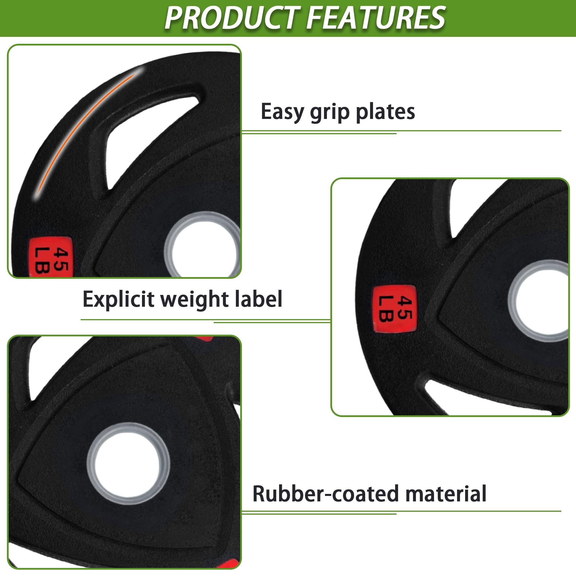 FlexWave 2-Inch Olympic Cast Iron Weight Plates Set, Multiple Sizes Including 5LB, 10LB, and 90LB, for Strength Training & Weightlifting