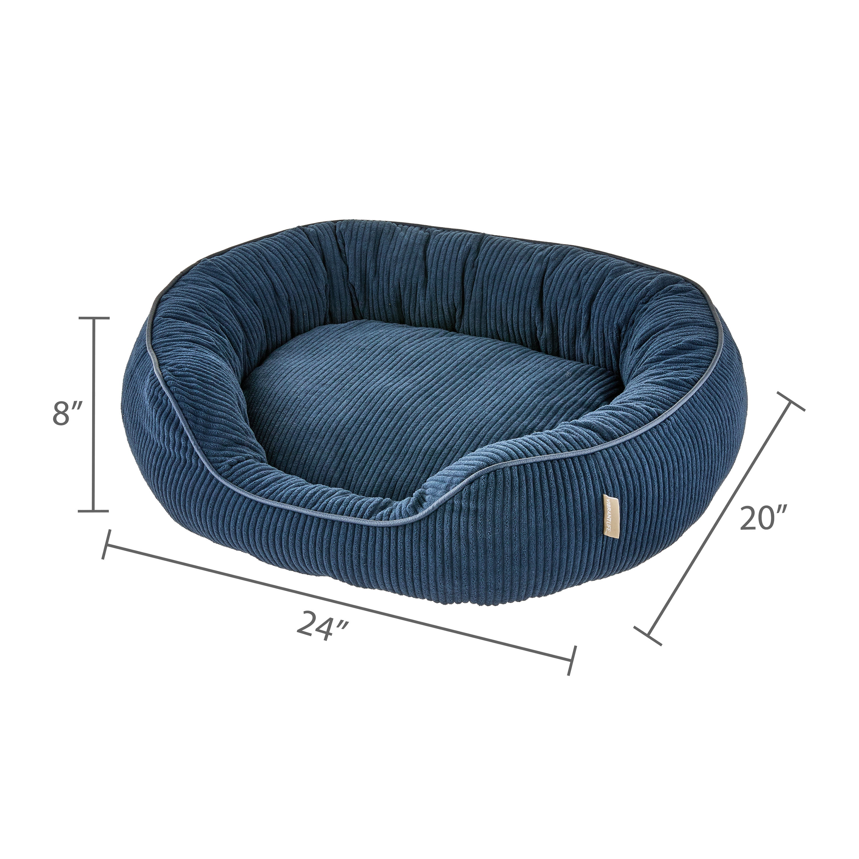 Vibrant Life Medium Oval Corduroy Cuddler Dog Bed, Blue, 24" x 20"