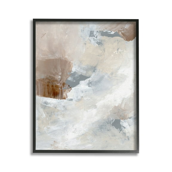 Stupell Industries Neutral Subtle Painting Abstract Painting Black Framed Art Print Wall Art, 11 x 14