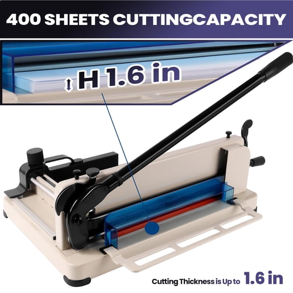 A4 Office Heavy Duty Guillotine Paper Cutter, 400 Sheet Capacity Solid Steel Construction, Paper Cutter With Blade Handle, A4-12'' Commercial-GradePaper Cutter