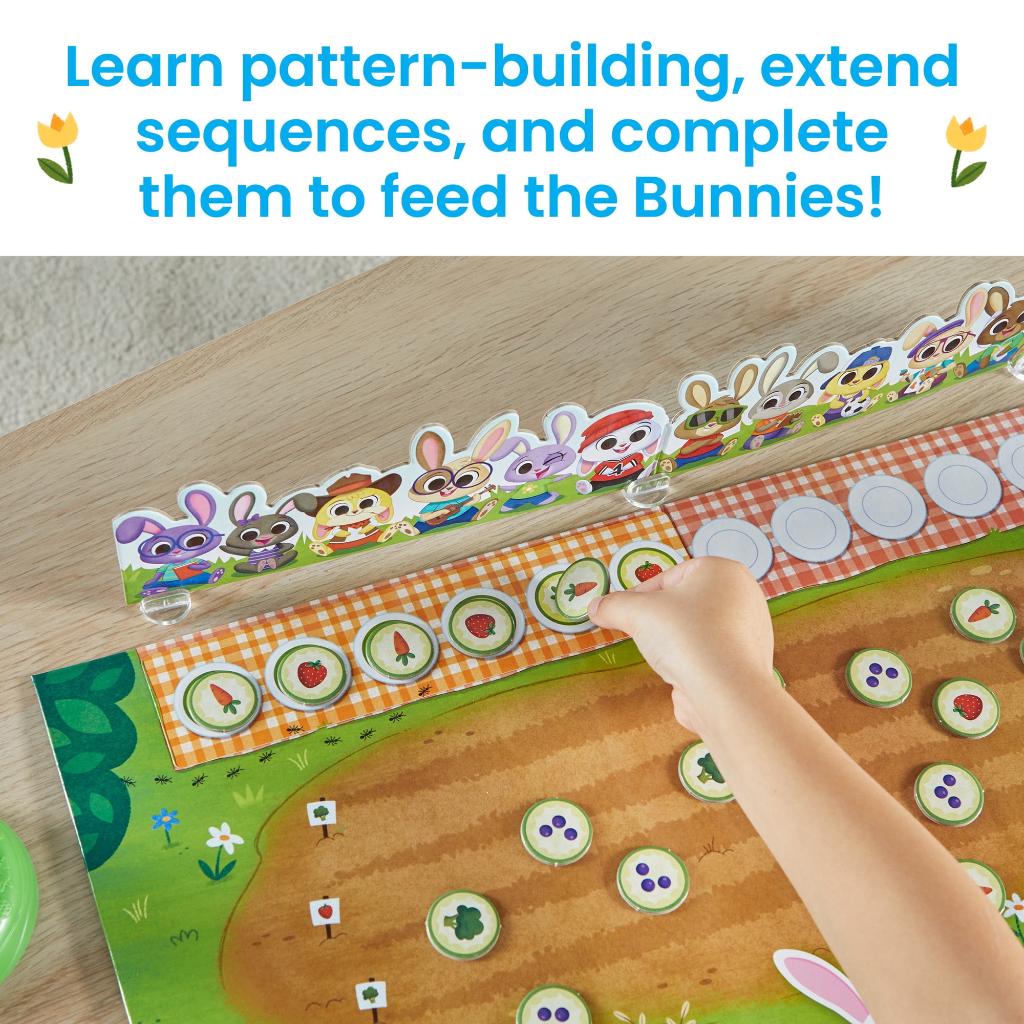 hand2mind Bunny Brunch Board Game, Pattern Game, Cooperative Board Game for Kids, Fun Math Games for Kids, Counting Game, Preschool Math Learning Games, Educational Board Games, Bunny Toys for Kids