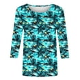thumbnail image 6 of JTZGDY Plus Size Womens 3/4 Sleeve Tops Vintage Floral Printed Summer Graphic T-Shirts Loose Oversized Crewneck Tunic Blouse Fashion 2025 Outfit Clothes Green XL, 6 of 6