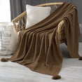 thumbnail image 4 of Wosthever Manta de sofá de punto suave con borla para cama, chal de siesta para oficina, funda decorativa para sofá Café, 4 of 6